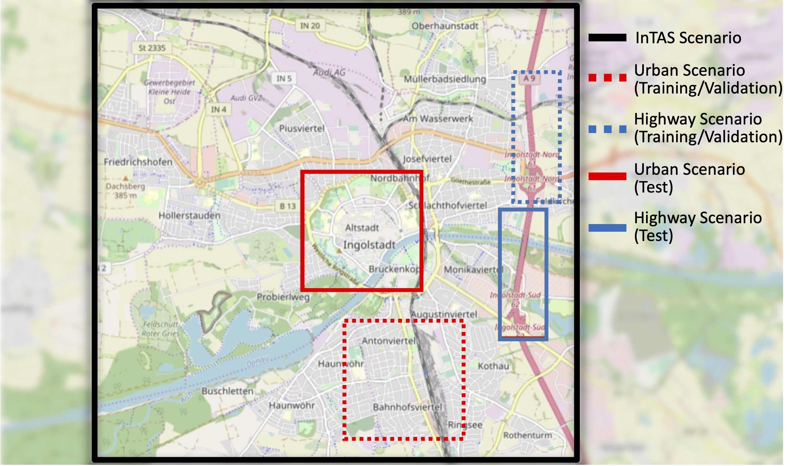 Geographic areas used in the InTAS scenario